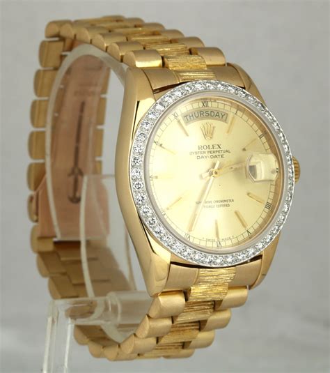 18078 rolex 18k diamond bezel mens|Rolex president 18078.